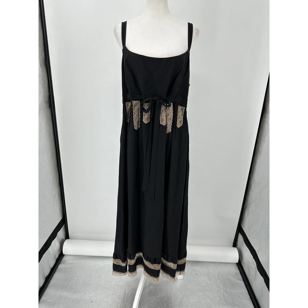 Ann Taylor Loft Black Silk Lace Overlay Lingerie Style Dress Size 16 With Lace